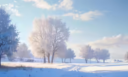 there are trees that are covered with snow