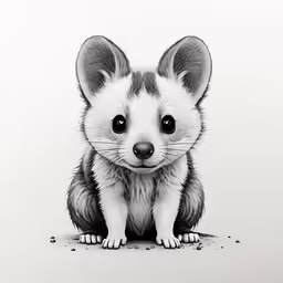 a baby sugar glider is in the midst of its sketch