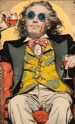 an image of an older man drinking wine