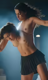 the girl in the shorts is walking on the stage