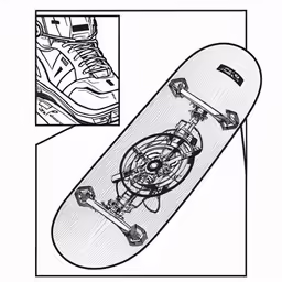 the instruction manual is displayed on a skateboard