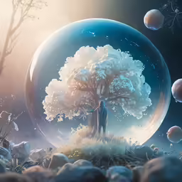 a photo of a tree in a sphere
