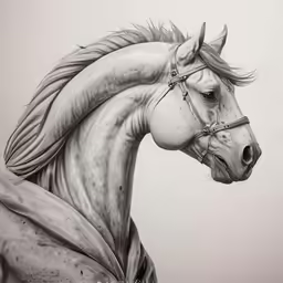 a white horse with an intricate mane in a drawing
