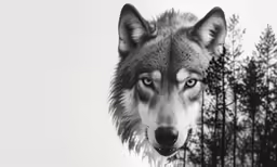black and white photograph of a wolf on a gray day