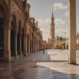 an old town with some very tall brown buildings