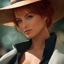 a beautiful young woman in a straw hat
