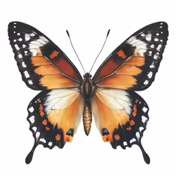 orange and black butterfly flying sideways