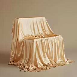a beige cloth draped on top of a wooden chair