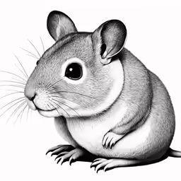 a rat with large ears sitting on a white background
