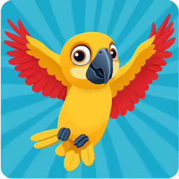 a yellow parrot with red and blue wings