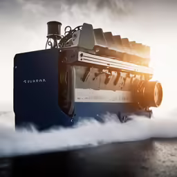 a steam engine is traveling through the air