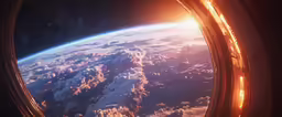 the window of an airplane as seen from space