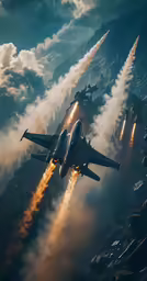 two jets flying together in the sky
