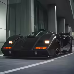 a black sports car parked on the side of a road