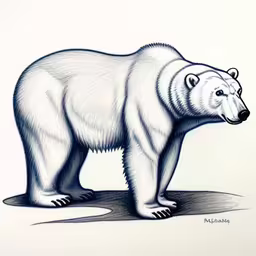 a drawing of a large white bear in full view