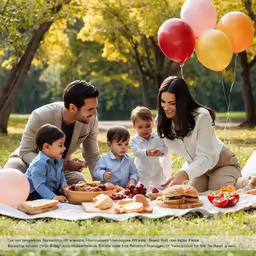family sitting on blanket at picnic in the park