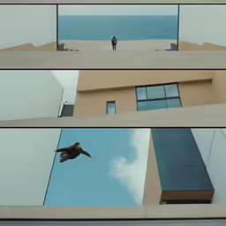 a person standing outside on the beach and flying