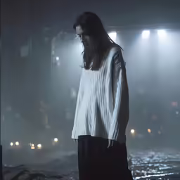 an image of the man wearing all black at night