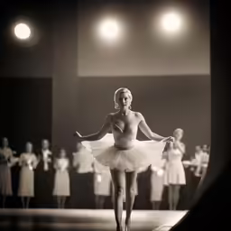 a ballerina is in the middle of performing a show
