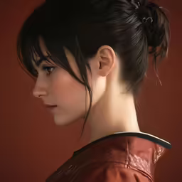 a beautiful asian woman with black hair in a bun