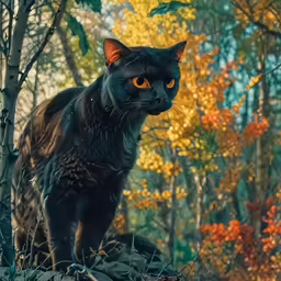 a black cat standing on the edge of a cliff
