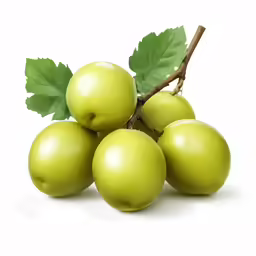 a bunch of apples with leaves on top