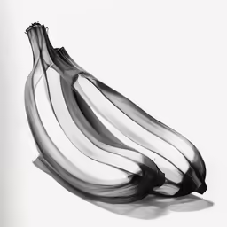 some bananas are drawing in black and white