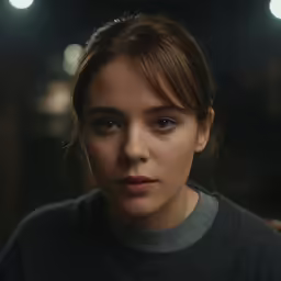 a close up shot of a woman in dark