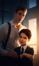 a couple is dressed in business attire