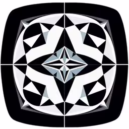 a square with triangles and a circle at the center