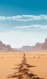 a person standing alone in the desert on a trail