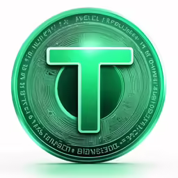 a green t on top of a coin