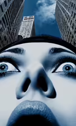 a woman is shown with her face open