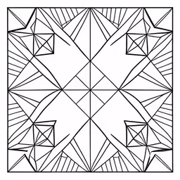 an art decoal design with lines and shapes,a drawing of an abstract geometric design in black and white