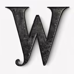 a capital w of an antique steel letter