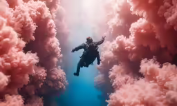 a man scubas in an underwater coral that looks like a coral
