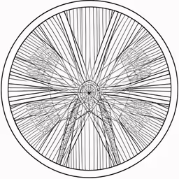 a black and white drawing of a wheel