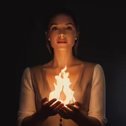 a girl holding onto a lit match
