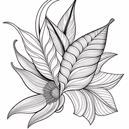 leaves are shown with no markings to describe,black and white flower in the shape of leaves