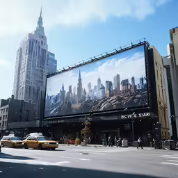 a large billboard on the side of a road