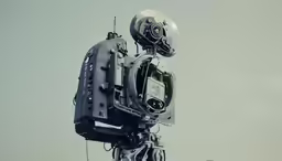 there is a silver and black camera attached to a metal object