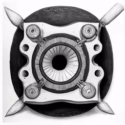 a black and white photo of a circular object