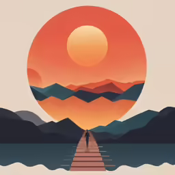 the sunset is shown in this abstract painting