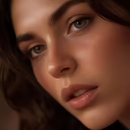 the close up shot shows a female with very light brown hair