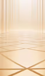 a yellow floor with lines that form a hexagon grid
