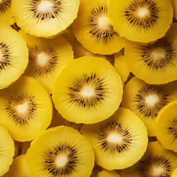 a lot of cut kiwi fruit piled up
