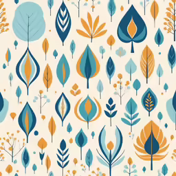 an illustrated pattern featuring leaves and flowers