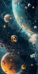 a painting shows a lot of things on it