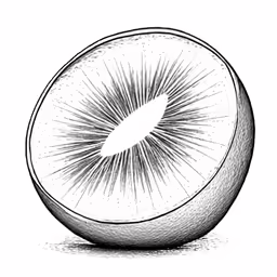an orange slice drawn with pencil and ink