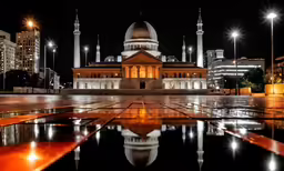 a photo of the islamic center at night